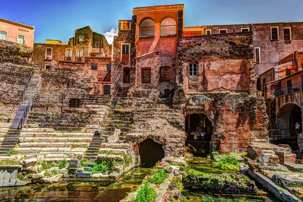 Oude Romeinse theater in catania — Stockfoto