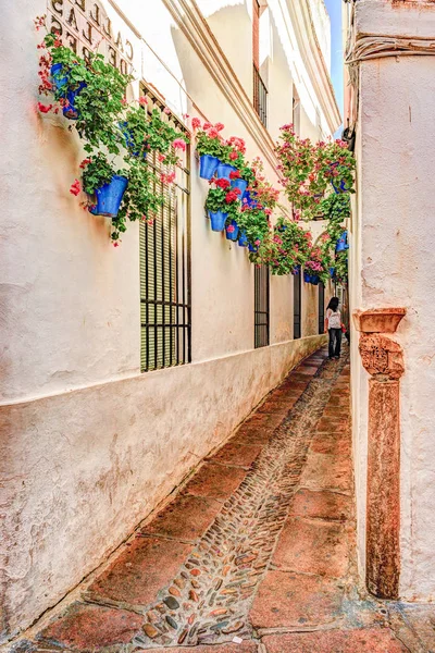 Güzel beyaz duvarlar renkli çiçeklerle süslenmiş — Stok fotoğraf