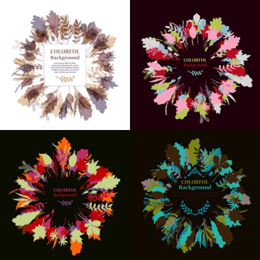 Sonbahar yuvarlak çerçeve. Sonbahar yaprakları çelenk.