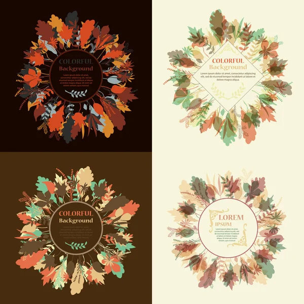 Autumnal round frame. Wreath of autumn leaves. — Stock Vector