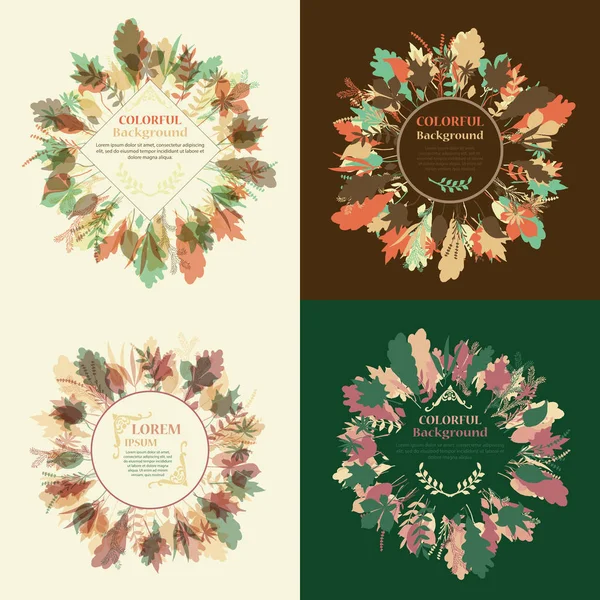 Autumnal round frame. Wreath of autumn leaves. — Stock Vector