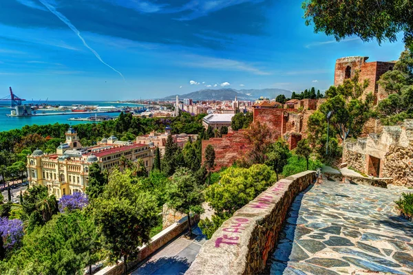 Malaga Gibralfaro Kalesi alınan havadan görünümü