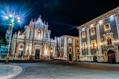 Piazza Duomo Katedrali Santa Agatha, Catania Sicilya, İtalya ile