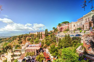 Taormina - Sicilya, Italia ünlü tatil görünümü.