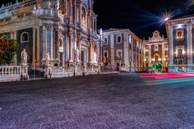 Piazza Duomo Katedrali Santa Agatha, Catania Sicilya, İtalya ile