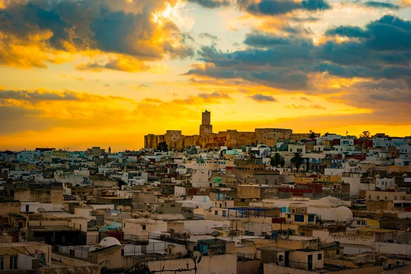 Pohled z mediny a hrad kasbah v Sousse — Stock fotografie