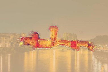 Yaz geceleri Kalesi Vecchio Verona, İtalya