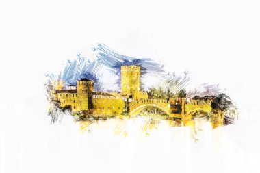 Yaz geceleri Kalesi Vecchio Verona, İtalya