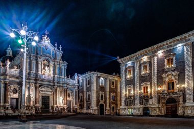 Sicilya, İtalya Catania Town Hall ile Piazza Duomo