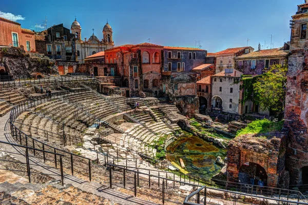 Starověké římské divadlo v catania — Stock fotografie