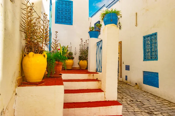 Sidi Bou Said, famouse falu hagyományos tunéziai építészet. — Stock Fotó