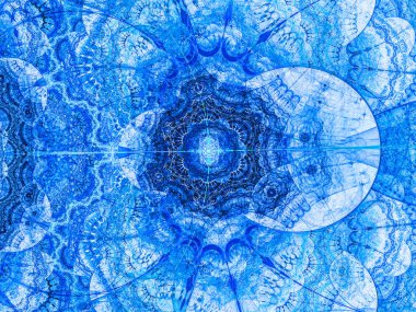 Güzel mavi arka plan ile soyut çiçek veya kar tanesi.