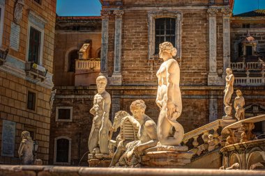 Ünlü Barok Piazza Pretoria, Palermo, Sicilya yazıklar Çeşmesi