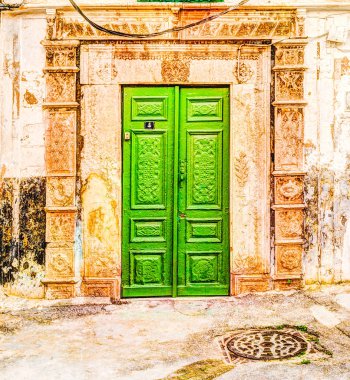 Geleneksel eski boyalı kapı bir tarihi bölge veya Medine, Tunisia.