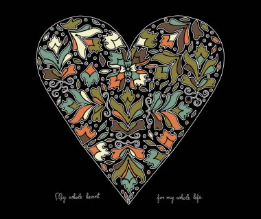 Elle çizilmiş kalp renkli desenli