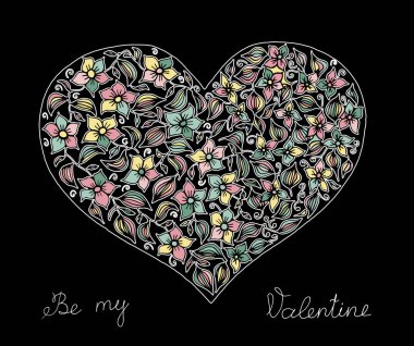 Elle çizilmiş kalp renkli desenli