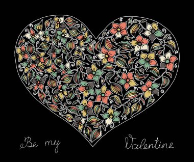 Elle çizilmiş kalp renkli desenli