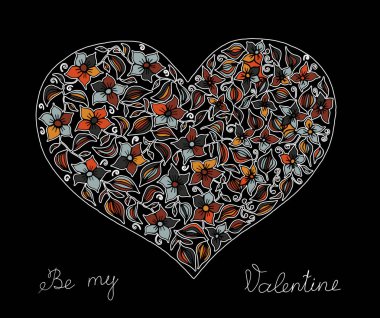 Elle çizilmiş kalp renkli desenli