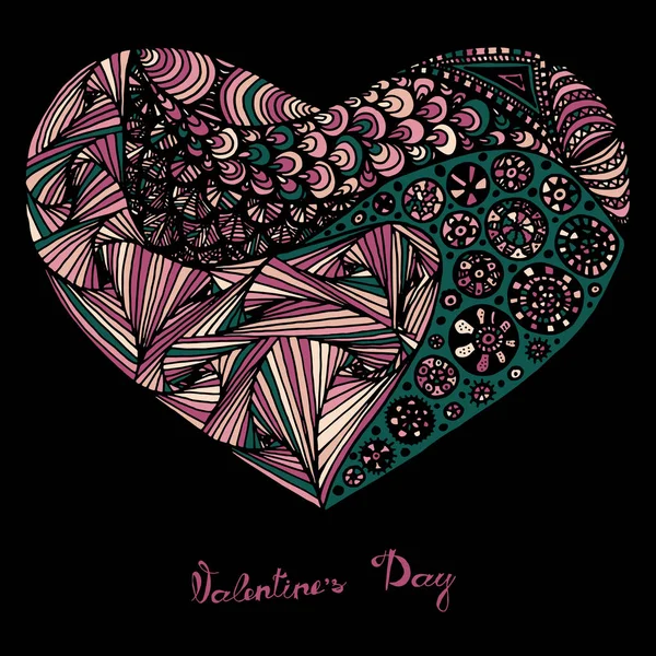 Hand drawn heart with colorful pattern — Stock Vector