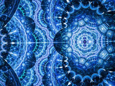 Güzel mavi arka plan ile soyut çiçek veya kar tanesi.