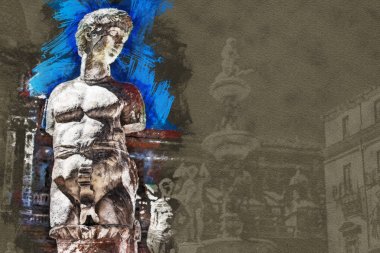Ünlü Barok Piazza Pretoria, Palermo, Sicilya yazıklar Çeşmesi