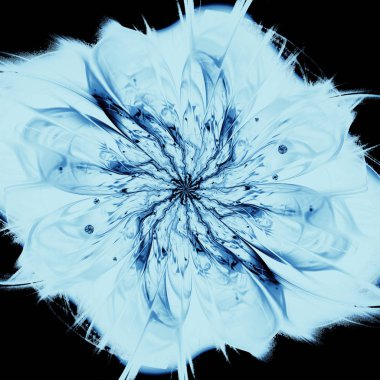 Güzel mavi arka plan ile soyut çiçek veya kar tanesi.