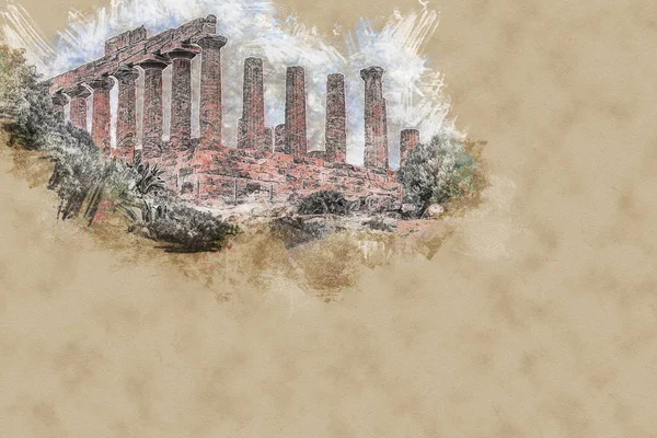 Świątynia Juno - Starożytny grecki zakątek w regionie Valle dei Templi — Zdjęcie stockowe