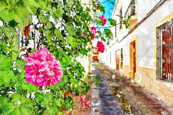 Schöne weiße Wände mit bunten Blumen dekoriert — Stockfoto