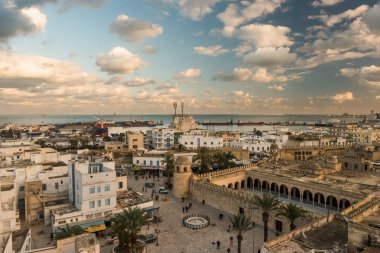 Sousse, Tunus için güzel gün batımı.
