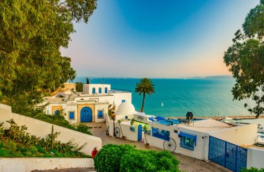 Sidi Bou Said, geleneksel Tunus mimarisi ile famouse köy.