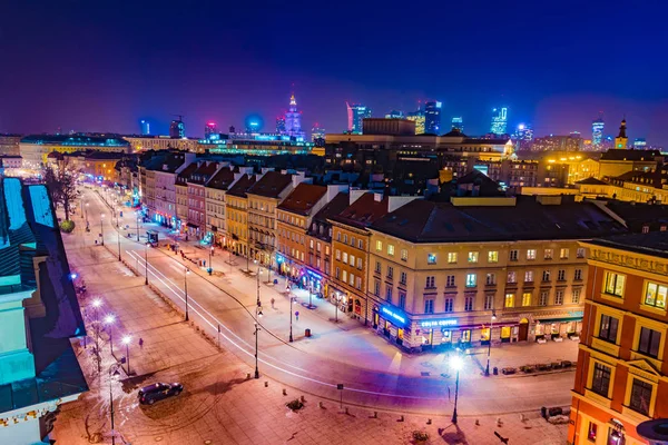 Krakowskie przedmiescie rua à noite — 스톡 사진