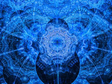 Güzel mavi arka plan ile soyut çiçek veya kar tanesi.