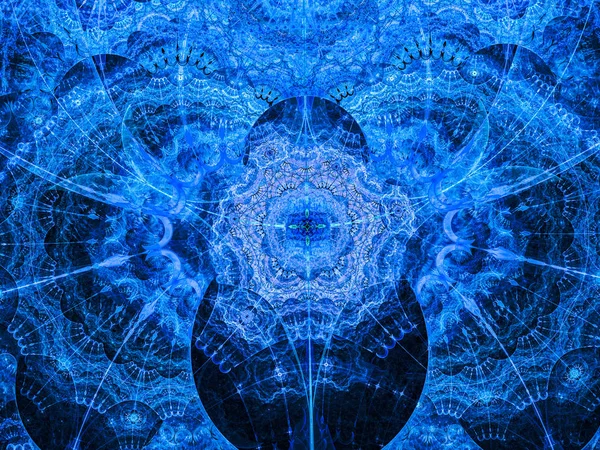 Güzel mavi arka plan ile soyut çiçek veya kar tanesi.