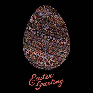 Paskalya yumurtası renkli illüstrasyon kart el ile çizilmiş