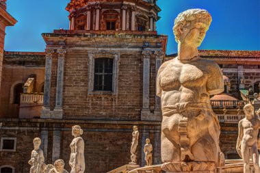 Ünlü Barok Piazza Pretoria, Palermo, Sicilya yazıklar Çeşmesi