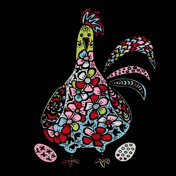 Huevo de Pascua tarjeta ilustración colorido dibujado a mano — Archivo Imágenes Vectoriales