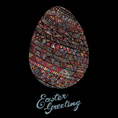 Paskalya yumurtası renkli illüstrasyon kart el ile çizilmiş