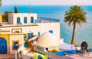 Sidi Bou Said, geleneksel Tunus mimarisi ile famouse köy.