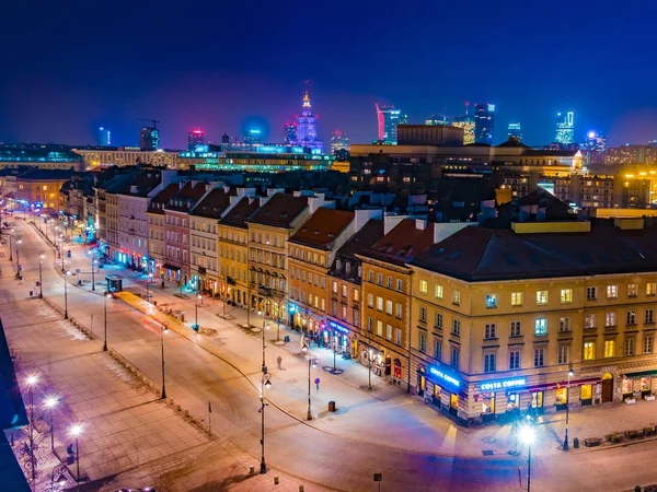 Krakowskie przedmiescie rua à noite — 스톡 사진