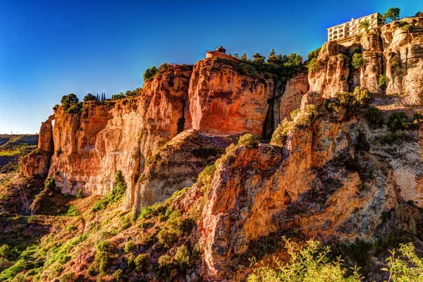 Ronda, Hiszpania, krajobraz z wąwozu Tajo — Zdjęcie stockowe