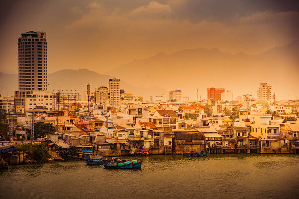 Vietnam. Nha Trang. Cham towers. View of the river Kai and the city