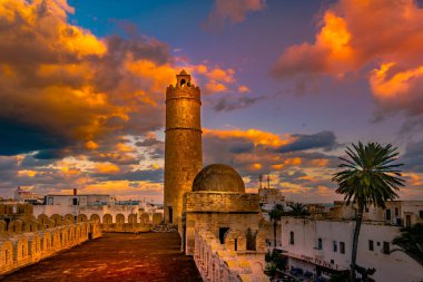 View from the walls of the fortress of Ribat of Sousse in Tunisia. clipart