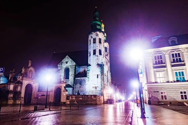 Night street in the Krakow, Poland. — Stock Photo, Image