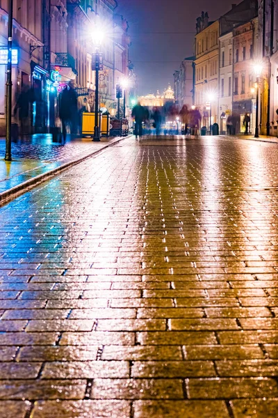 Night street in the Krakow, Poland.