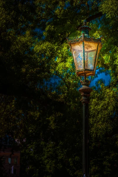 Lantaarn in het park. Achtergrondfoto — Stockfoto