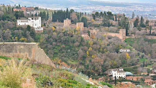 Vista Generalife Alhambra Sacromonte Final Outono — Fotografia de Stock