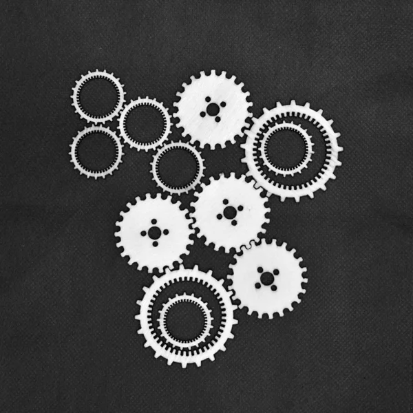 Wooden Gear Wheels Forming Machine Black White — Stock Photo, Image