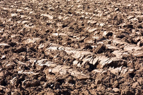 Solo Campo Fazenda Recém Lavrado Textura — Fotografia de Stock