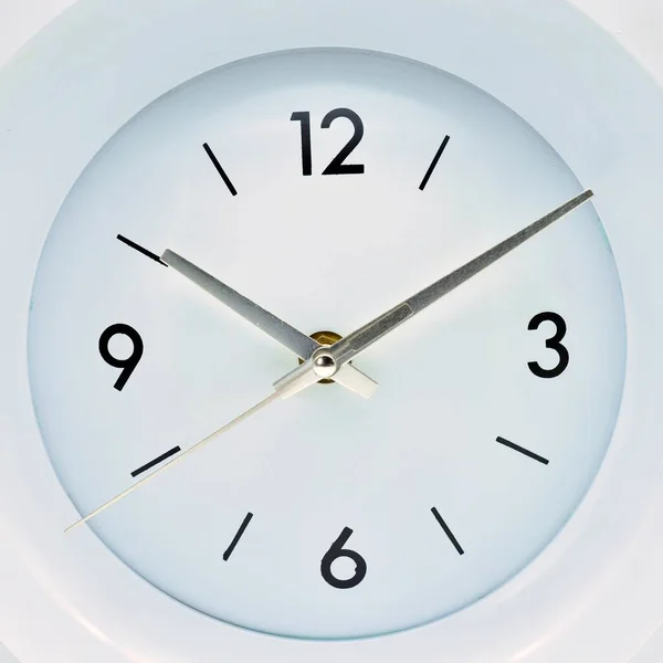 Simple Classic Wall Clock White Marking Hours Minutes Seconds — Stock Photo, Image