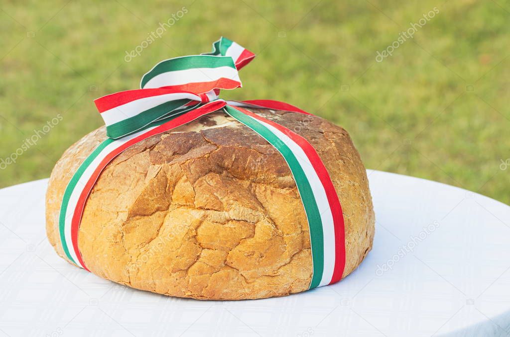 Bread with Hungarian Tricolor Ribbon